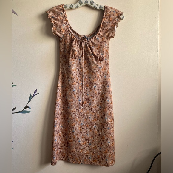 Vintage Brown Floral Dress - Picture 3 of 3